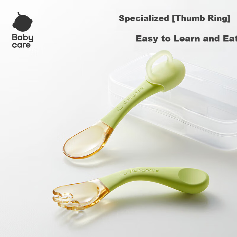 Babycare Self-Feeding Training Fork & Spoon - Opal Pink