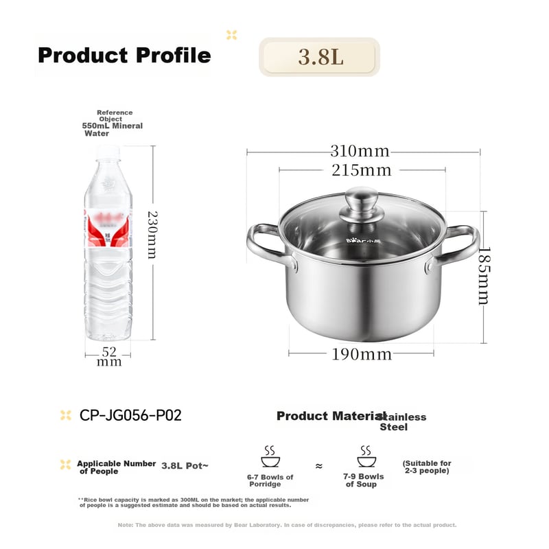 Bear 304 Stainless Steel Soup Pot