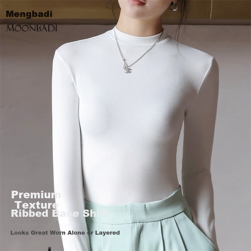 Moonbadi Women's Slim Fit Ribbed Long Sleeve Shirt
