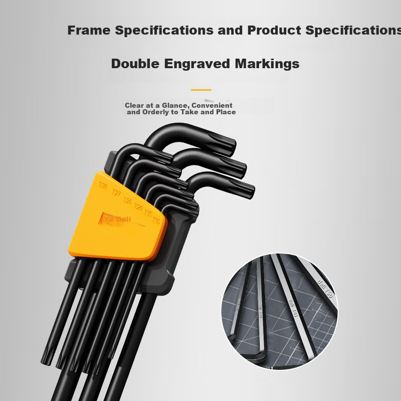 Deli Black Anti-Rust High-Hardness Star-Shaped Wrench Set