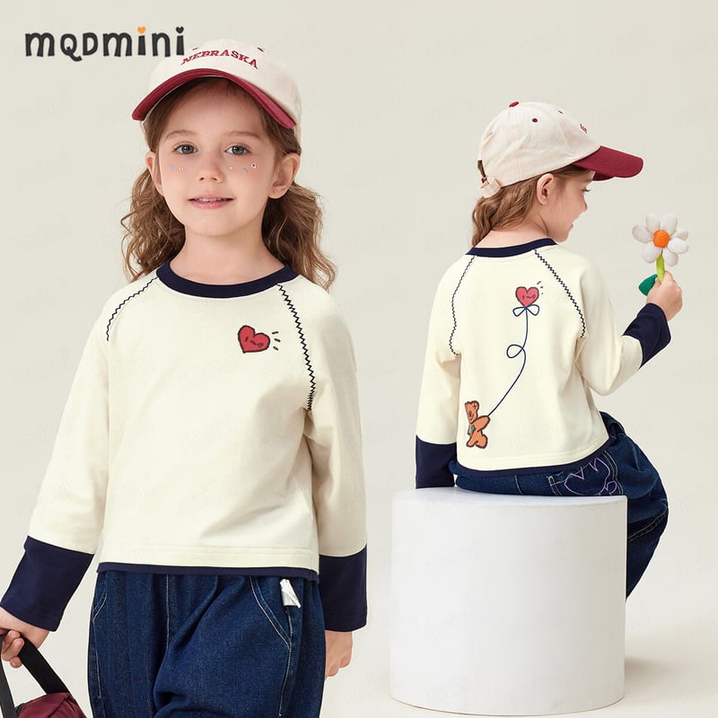 MQDMINI Girls' Antibacterial Long-Sleeve T-Shirt