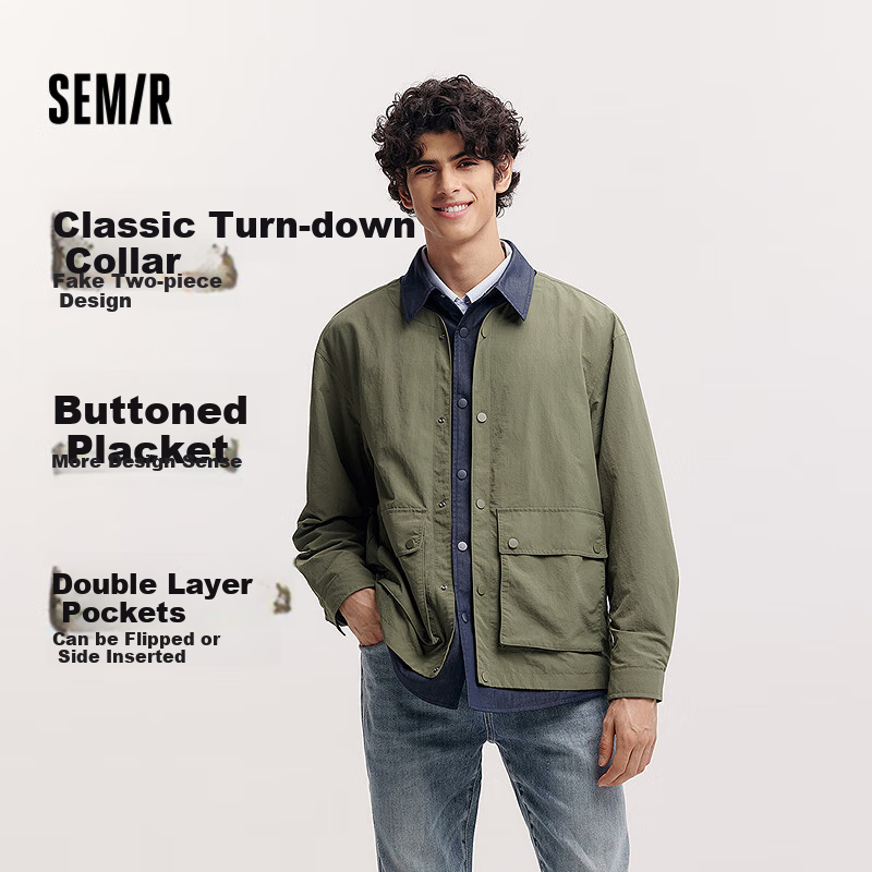 Semir Men's Mountain-Style Faux Two-Piece Wind Jacket