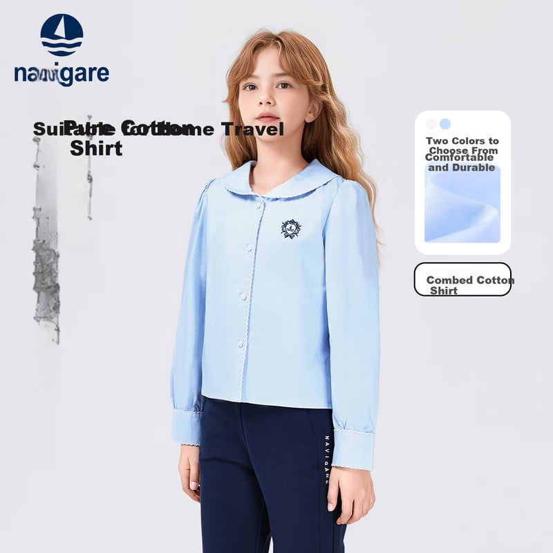 Navigare Children's Blouse - Light Blue Lace