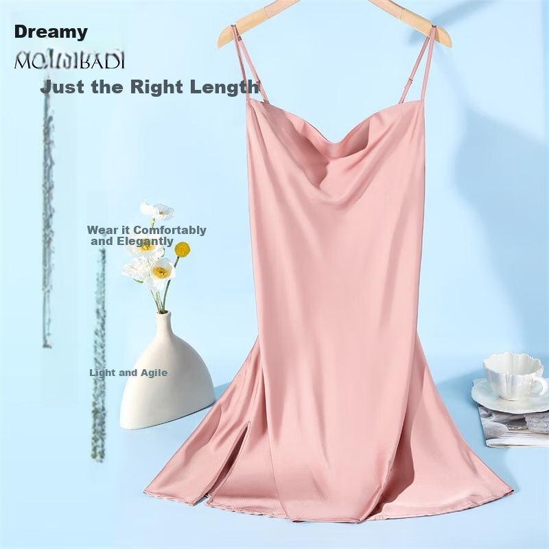 Moonbadi Ice Silk Nightgown - Backless Silk Satin