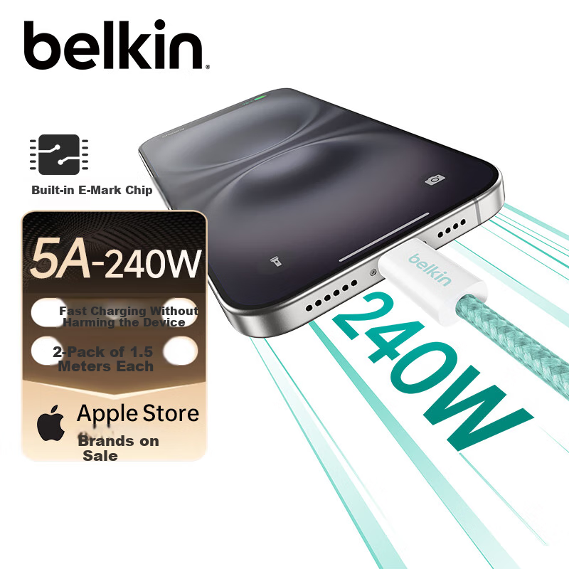 BELKIN 240W Fast Charging Type-C Cable - 2-Pack