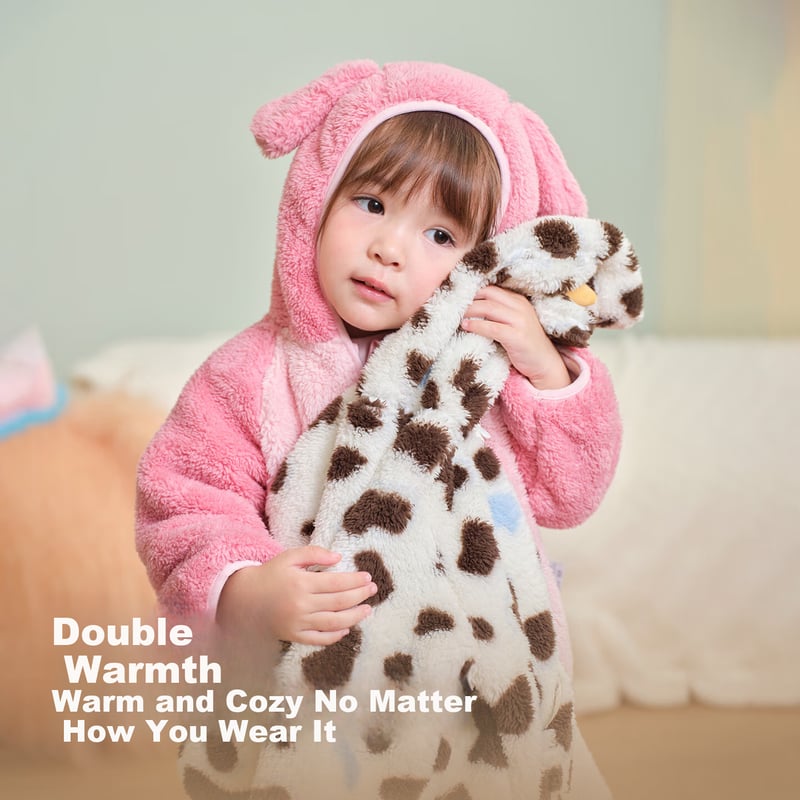 BALABALA Kids' Pink Bunny Coral Fleece Coat