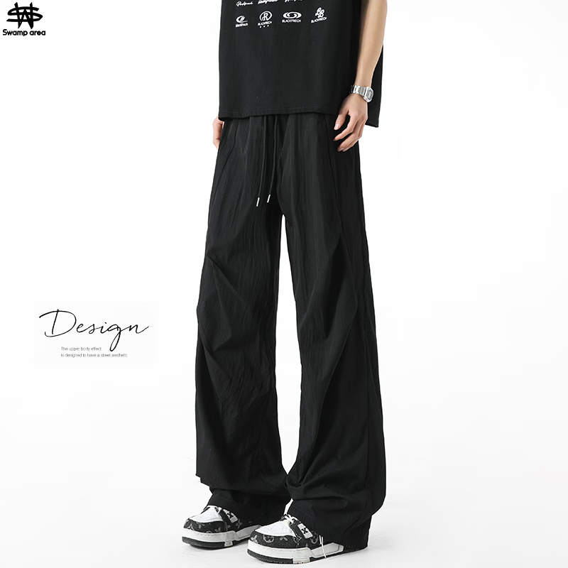 SWAMP AREA Paratrooper Style Wrinkled Ice Silk Pants