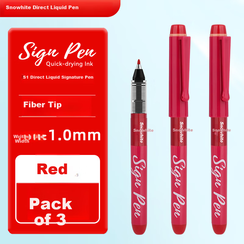 Snowhite 1.0mm Liquid Ink Gel Pen - Red Ink Signature Pen