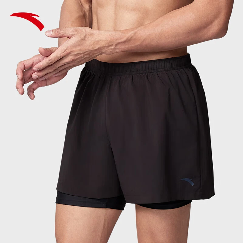 ANTA Men's Double-Layer Swim Shorts - Anti-Embarrassment Quick-Dry