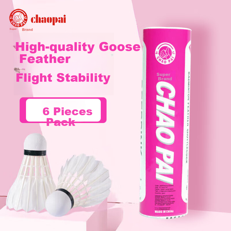 Chaopai Pink Super Badminton Shuttlecocks - 6-Pack