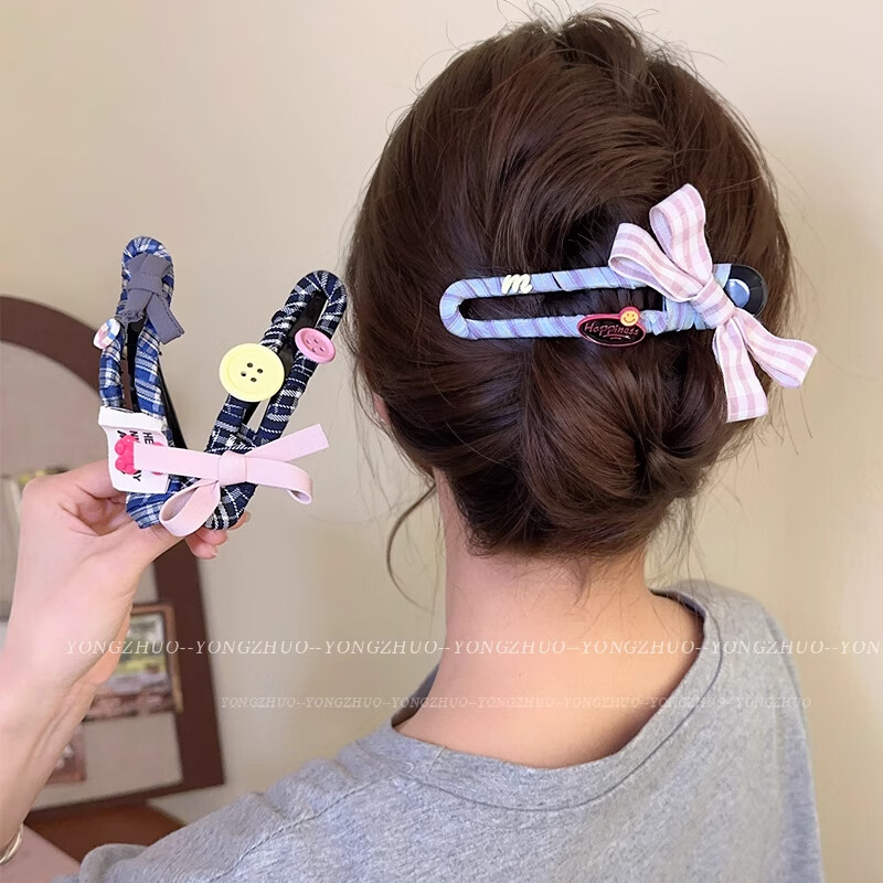 BQI Elegant Blue Bow Duck-Bill Hair Clip
