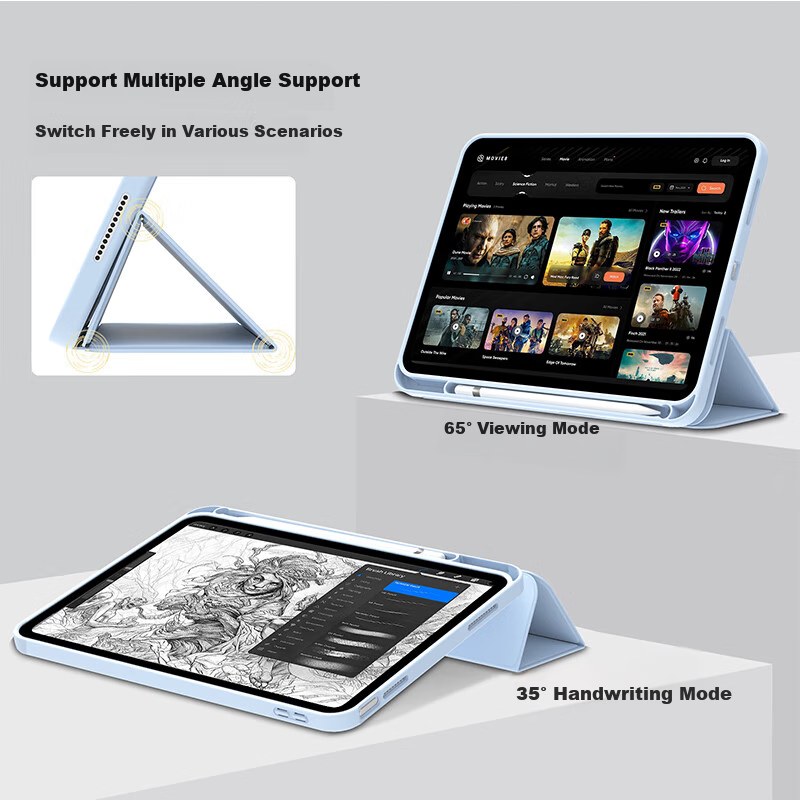Zoyu Tri-Fold Case with Pencil Holder for iPad 7/8/9