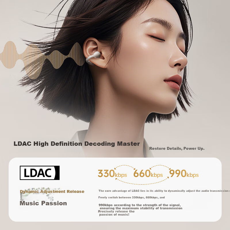 IKF Ear Clip Bluetooth Headphones - HiFi Sound Open-Ear Design