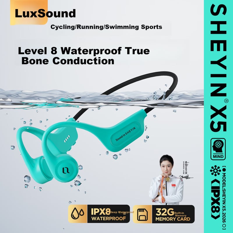 SHEYIN X5 - Waterproof Bone Conduction Headphones for Running and Swimming