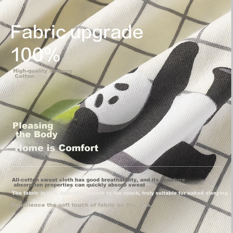 YOUKESHU Men's 10A Antibacterial Cotton Pajamas - Lazy Panda Design