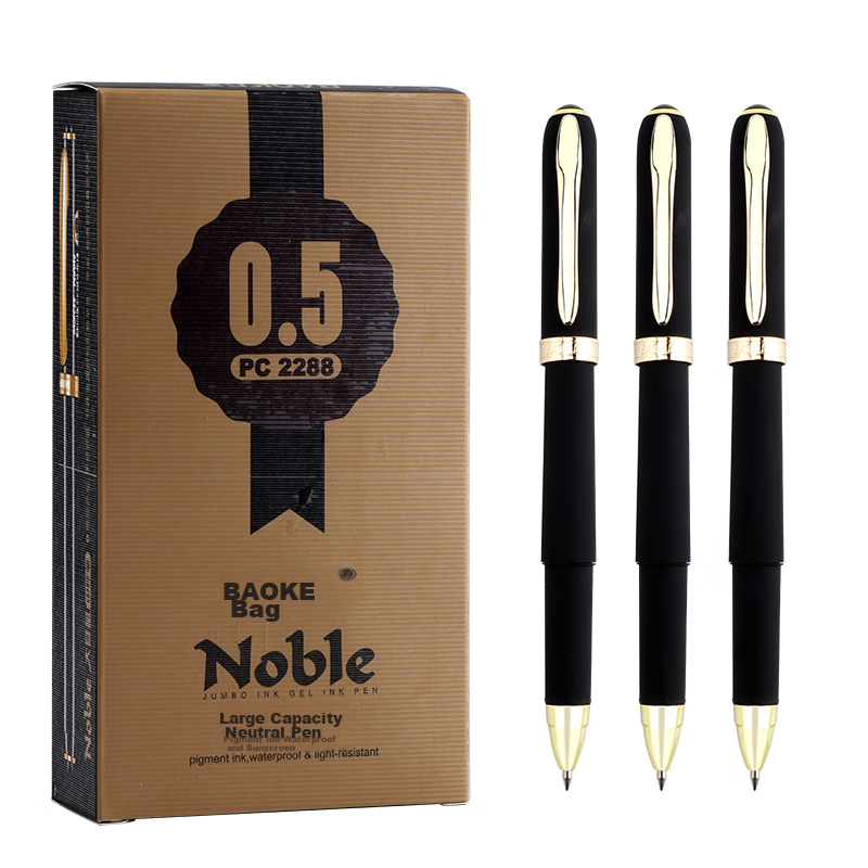 BAOKE 0.5mm Gel Pen - 12 Pack Matte Black