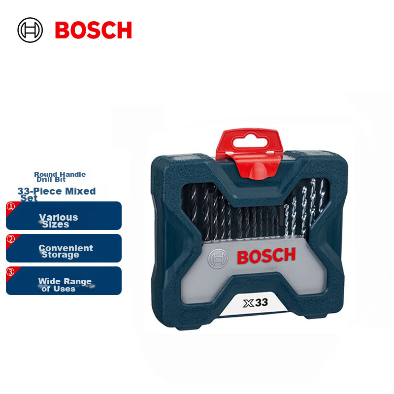 BOSCH 33-Piece Drill Bit Set for Masonry & Woodworking