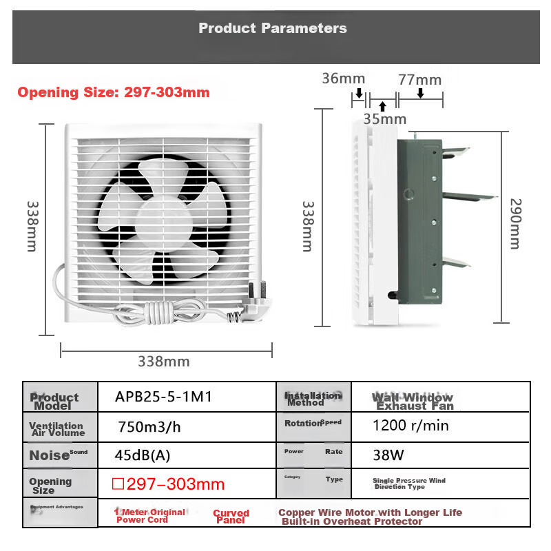JINLING Deluxe Exhaust Fan for Kitchen & Bathroom