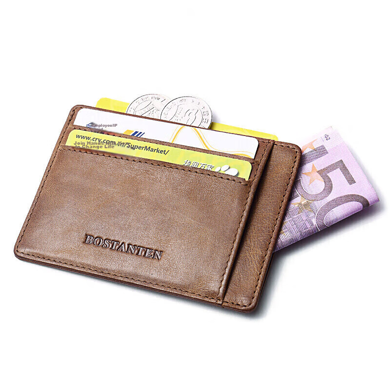 BOSTANTEN Leather Card Holder with Business Slots