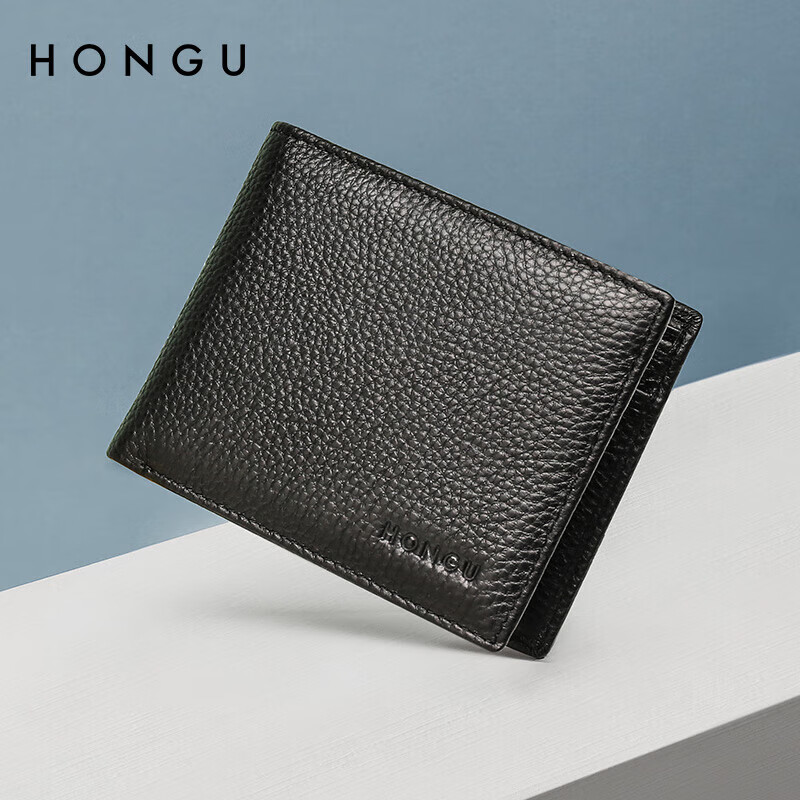 HONGU Men's Top-Grain Leather Wallet