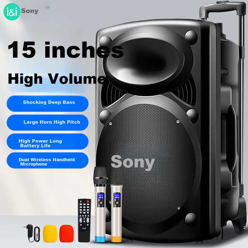 Soaiy 15-Inch Square Dance Speaker, High-Power Bluetooth Subwoofer