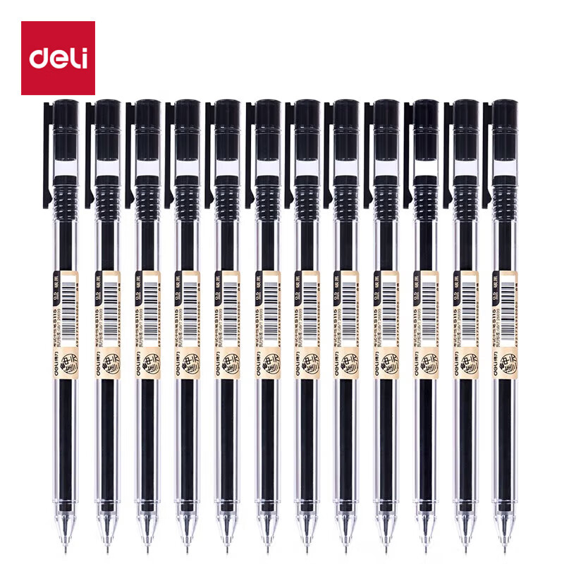 Deli Three-In-One Ballpoint Pen - Black, 12-Pack