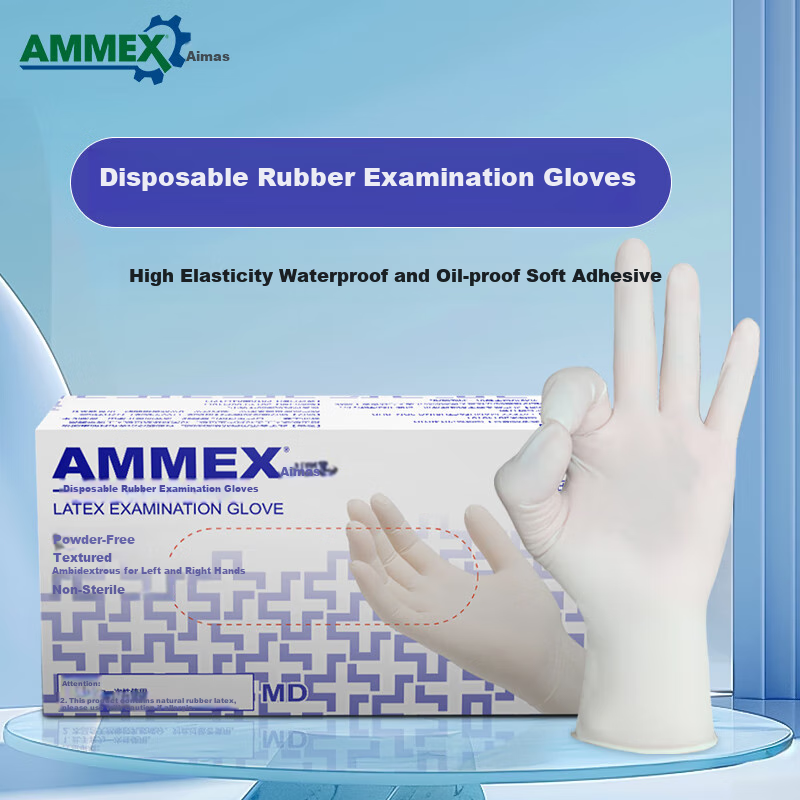 AMMEX Disposable Latex Gloves - Durable, 100 Pieces, Medium M