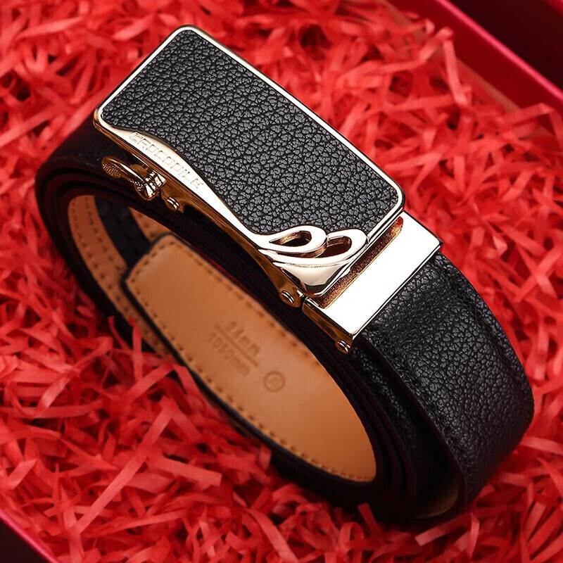 CROCODILE Women's Simple Leather Belt with Automatic Buckle