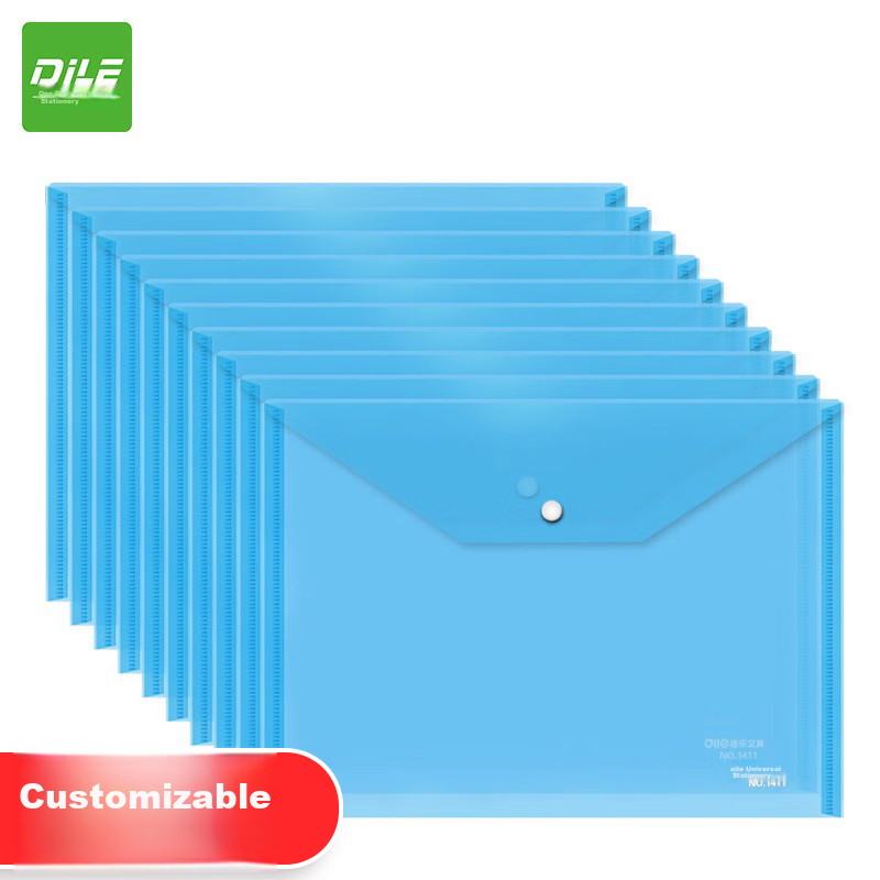 DiLe A4 Transparent Button File Folder