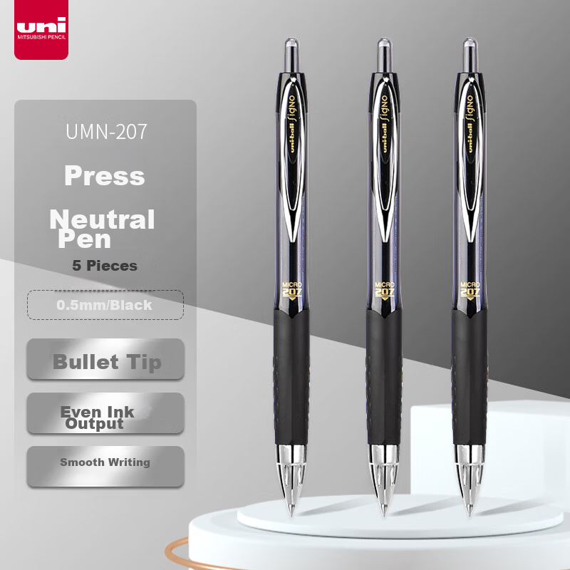 Uni 0.5 Retractable Gel Pen - Black Signature Pen for Exams and Office