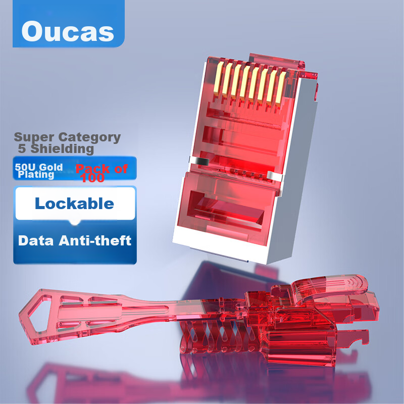 AUCAS Cat5e Shielded Anti-Pull Plug with Locking Crystal Head
