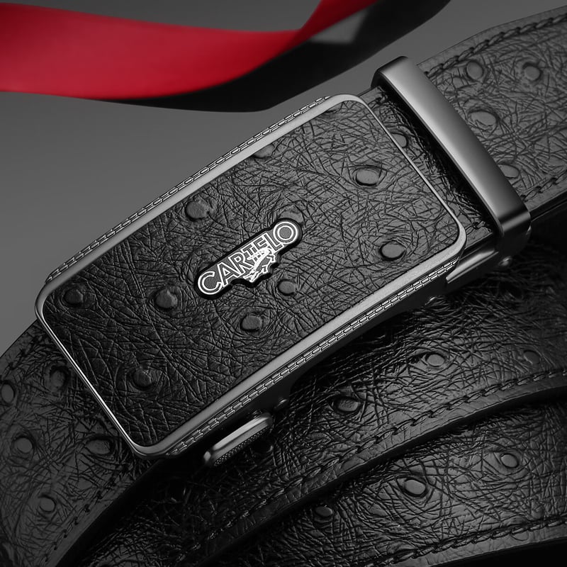 CARTELO Men's Ostrich Pattern Belt - Automatic Buckle