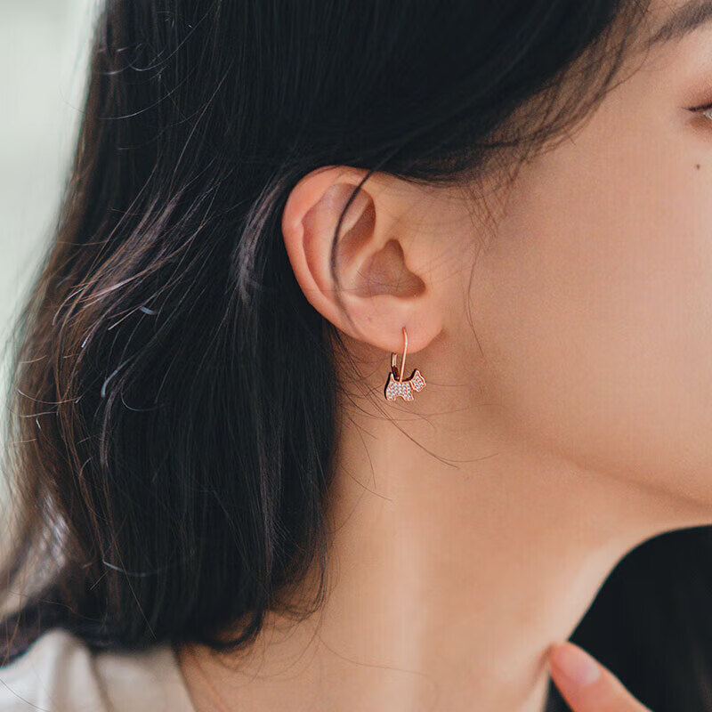 AGATHA Classic Dog Silver Earrings for Women - Elegant Rose Gold Jewelry