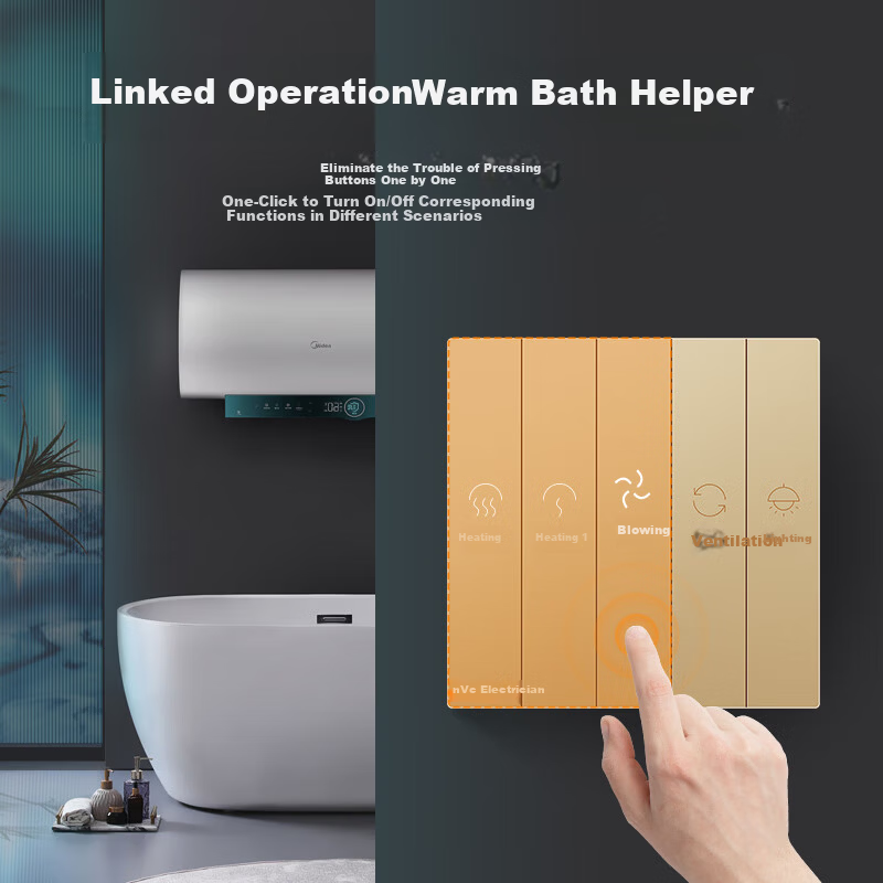 NVC Lighting Six-Gang Touch Bathroom Heater Switch