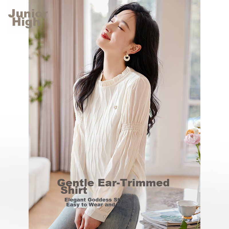Chu Shen Women's Long-Sleeve Blouse with Mushroom Collar