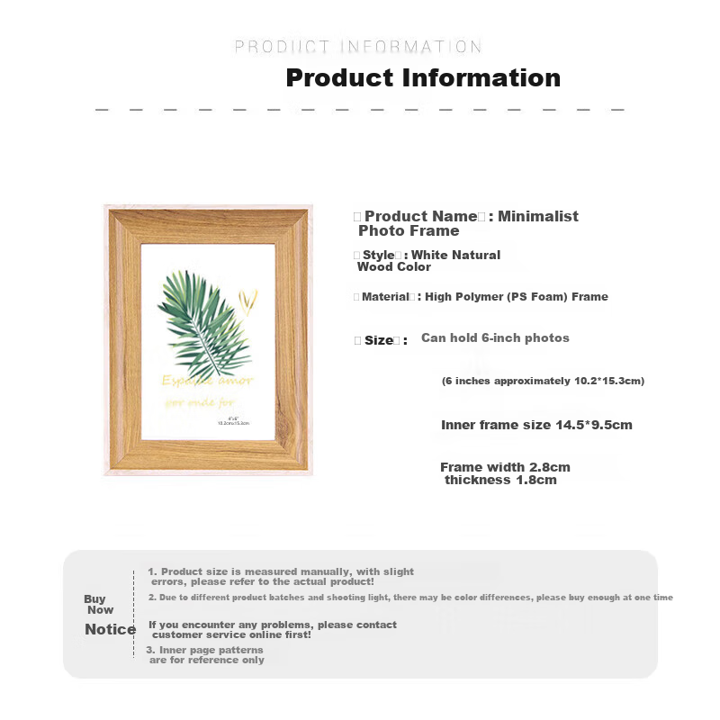Befon 6-Inch Wood Grain Photo Frame