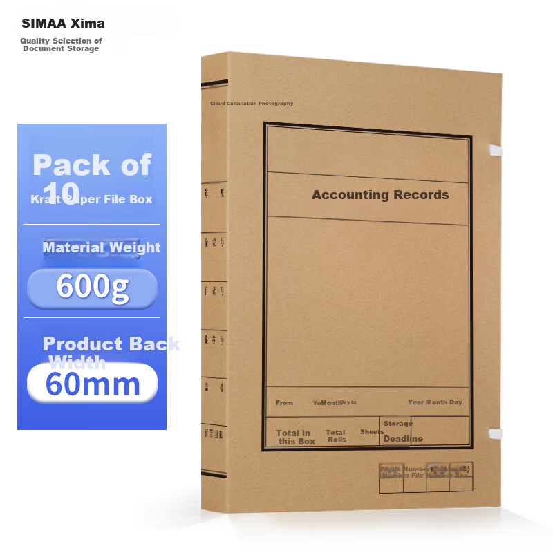 SIMAA Accounting File Box 6cm Premium Black Text