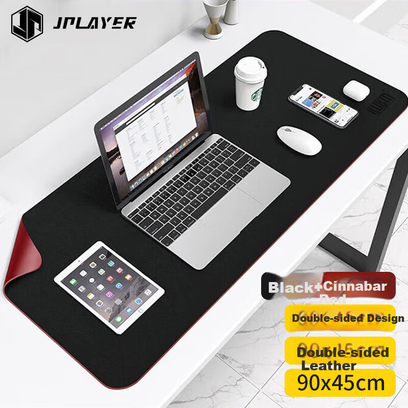 JPLAYER Double-Sided Mouse Pad 90x45cm Black + Cinnabar Red