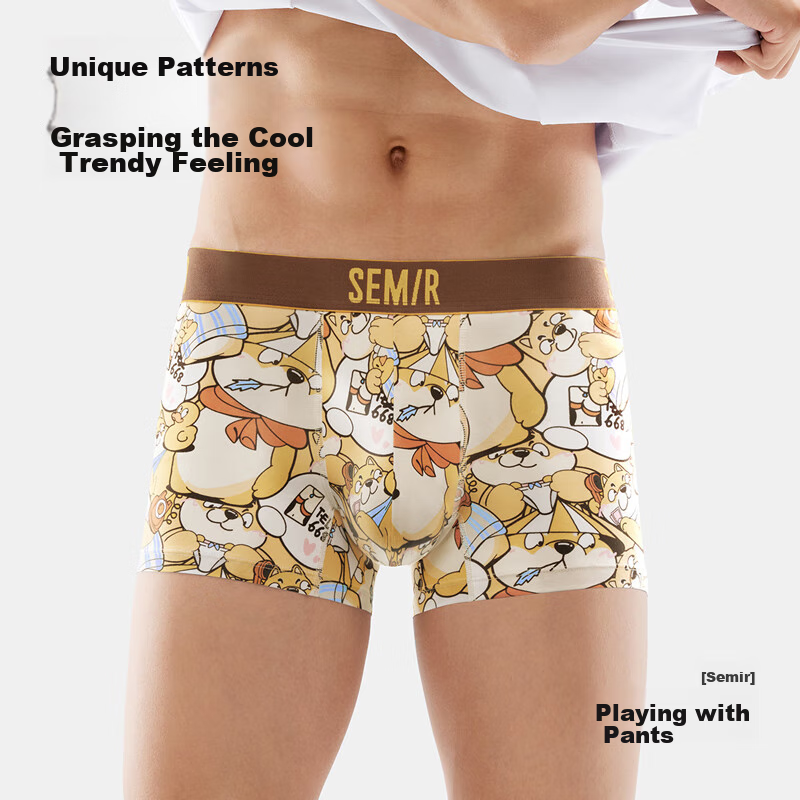 Semir Men's Underwear - Pure Cotton & Antibacterial with Cute Cartoon Design