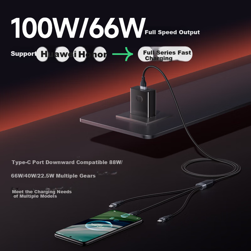 PISEN Dual Type-C Data Cable, 100W Fast Charging