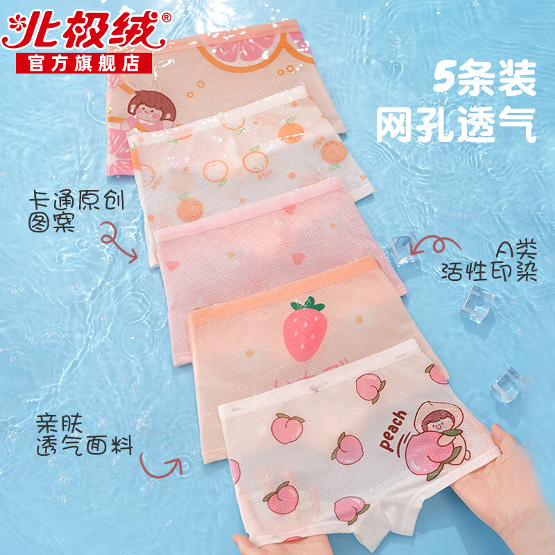 Bejirog Ice Silk Strawberry Mesh Underwear for Girls