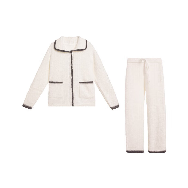 Aimer Soft Fleece Long-Sleeve Pajama Set - White (Size 165)