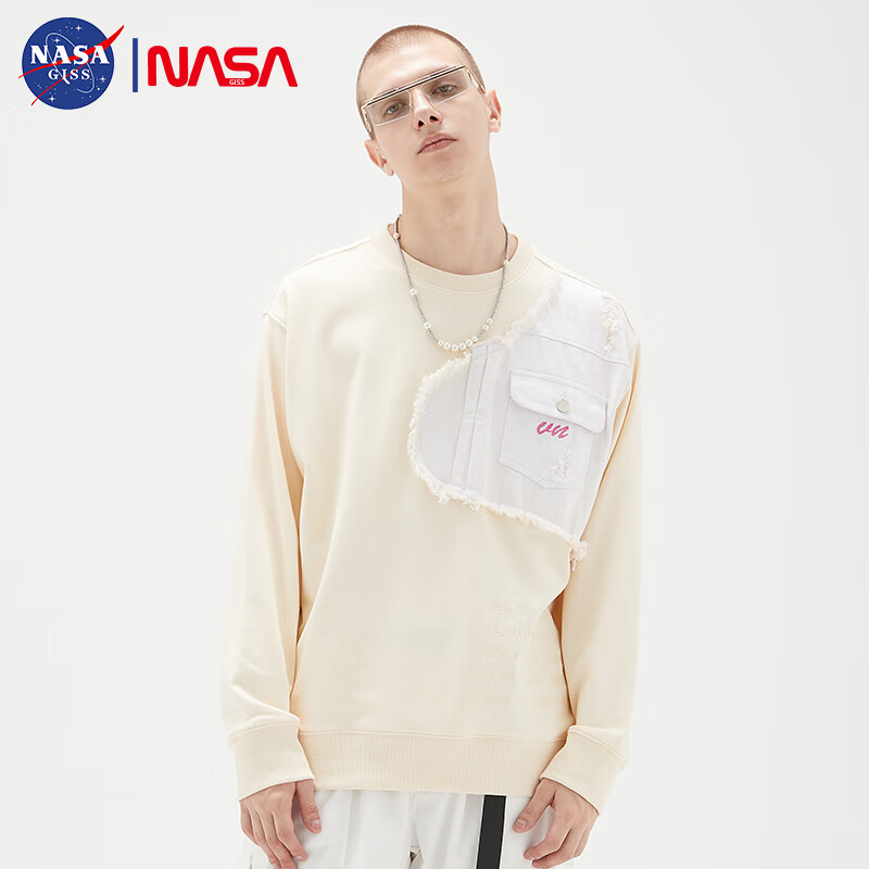 NASA GISS Official Beige Crewneck Sweatshirt for Men