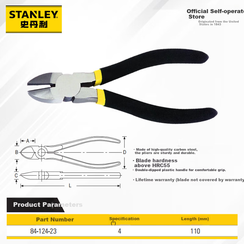 STANLEY Mini Diagonal Cutting Pliers - 4-Inch Wire Cutters