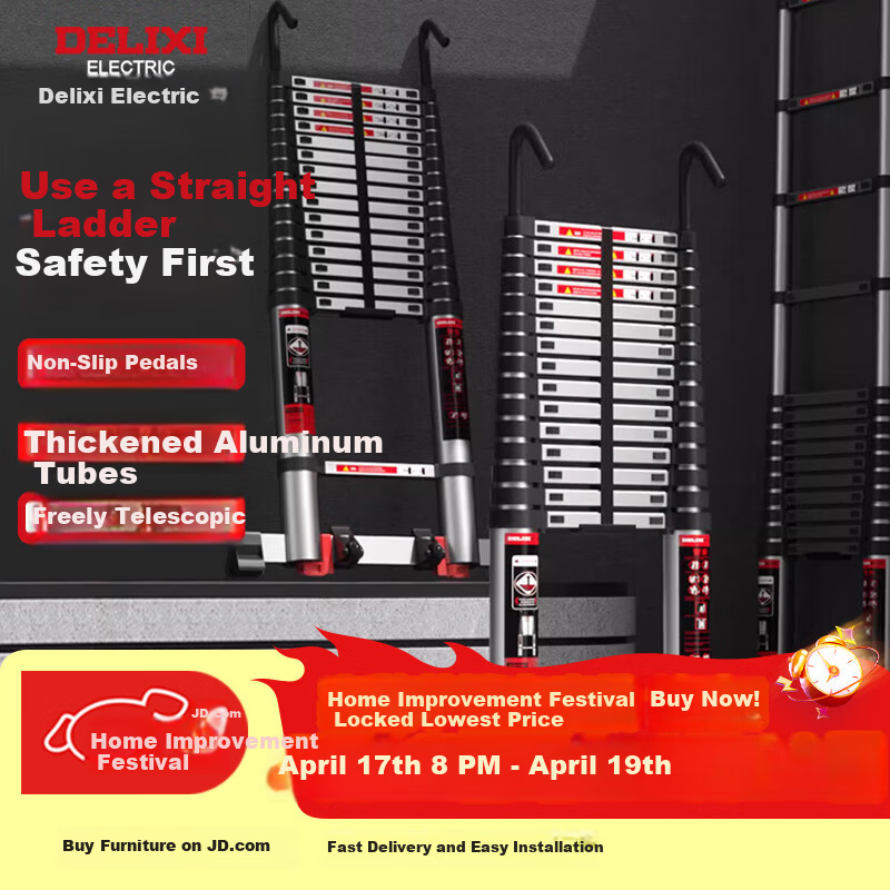 DELIXI Reinforced Aluminum Telescopic Ladder