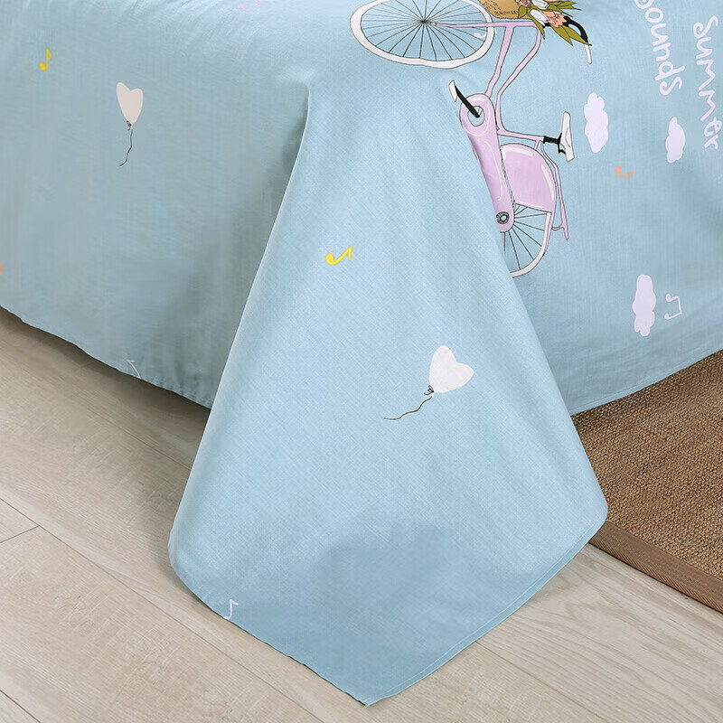 AVIVI Pure Cotton Single Bed Sheet - Ishang Blue