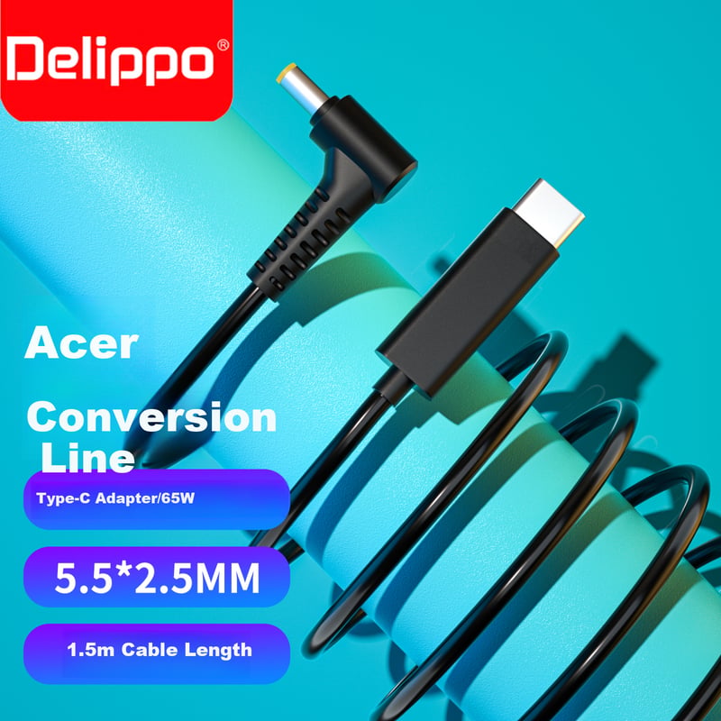 Delippo PD 65W Laptop Charger 19V 3.42A Round Tip 5.5*2.5mm