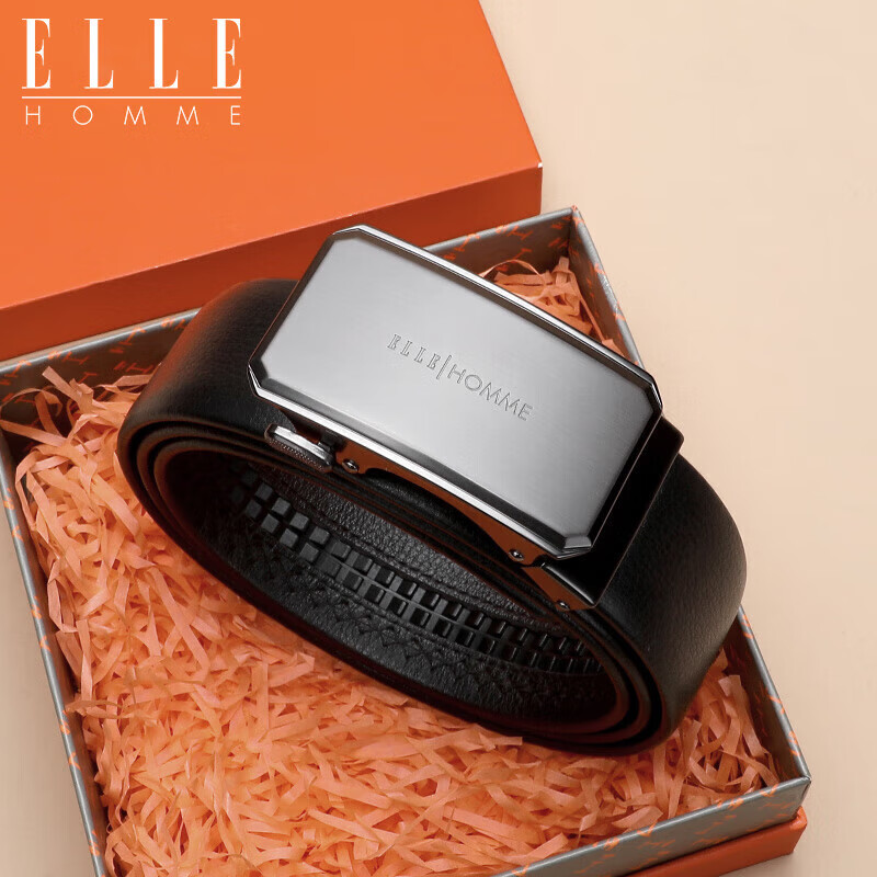 ELLE HOMME Men's Belt - High-Quality Top-Grain Leather Automatic Buckle