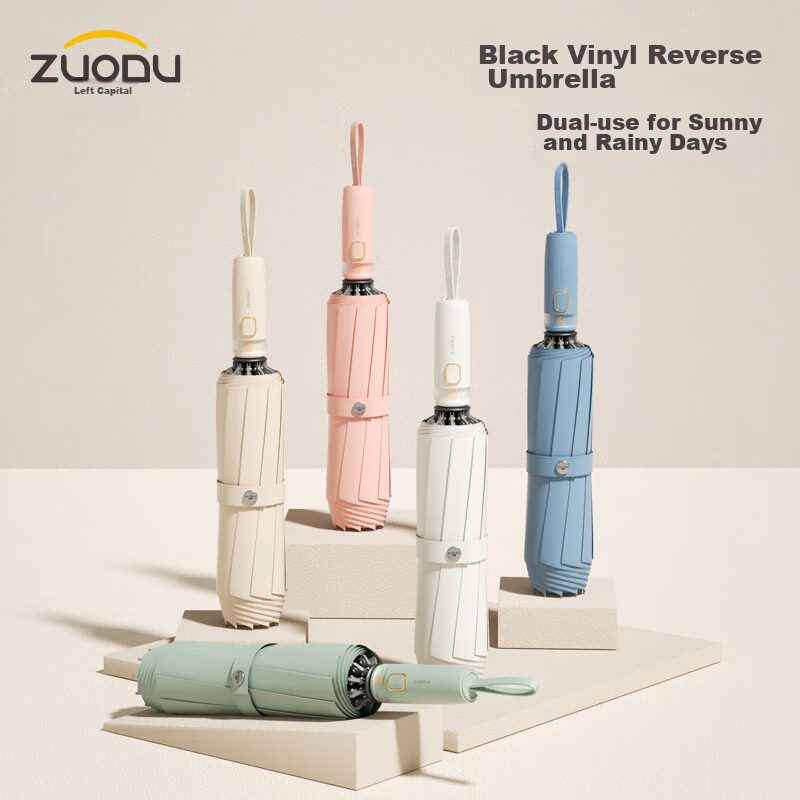 ZUODU Fully Automatic 3-Fold Sun and Rain Umbrella