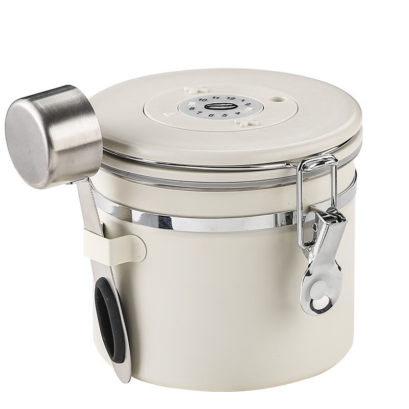 Beiyin Coffee Bean Storage Canister with Spoon, 1.2L Stainless Steel
